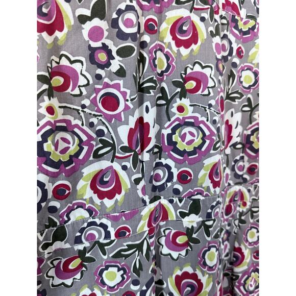 BODEN gray pink retro floral button down longline 100% cotton tunic top blouse - Picture 6 of 7